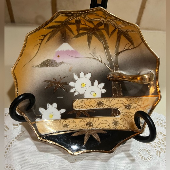 Japanese Set of 2 Vintage Trinket Dishes with Finger Hsndle - Picture 5 of 10